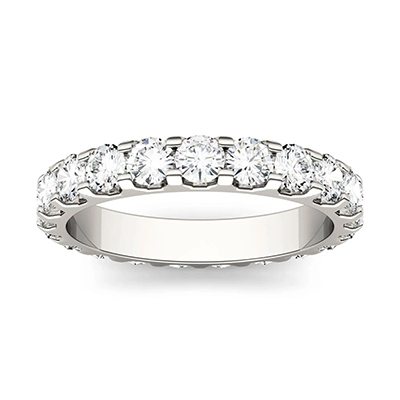 round moissanite 14k white gold ring