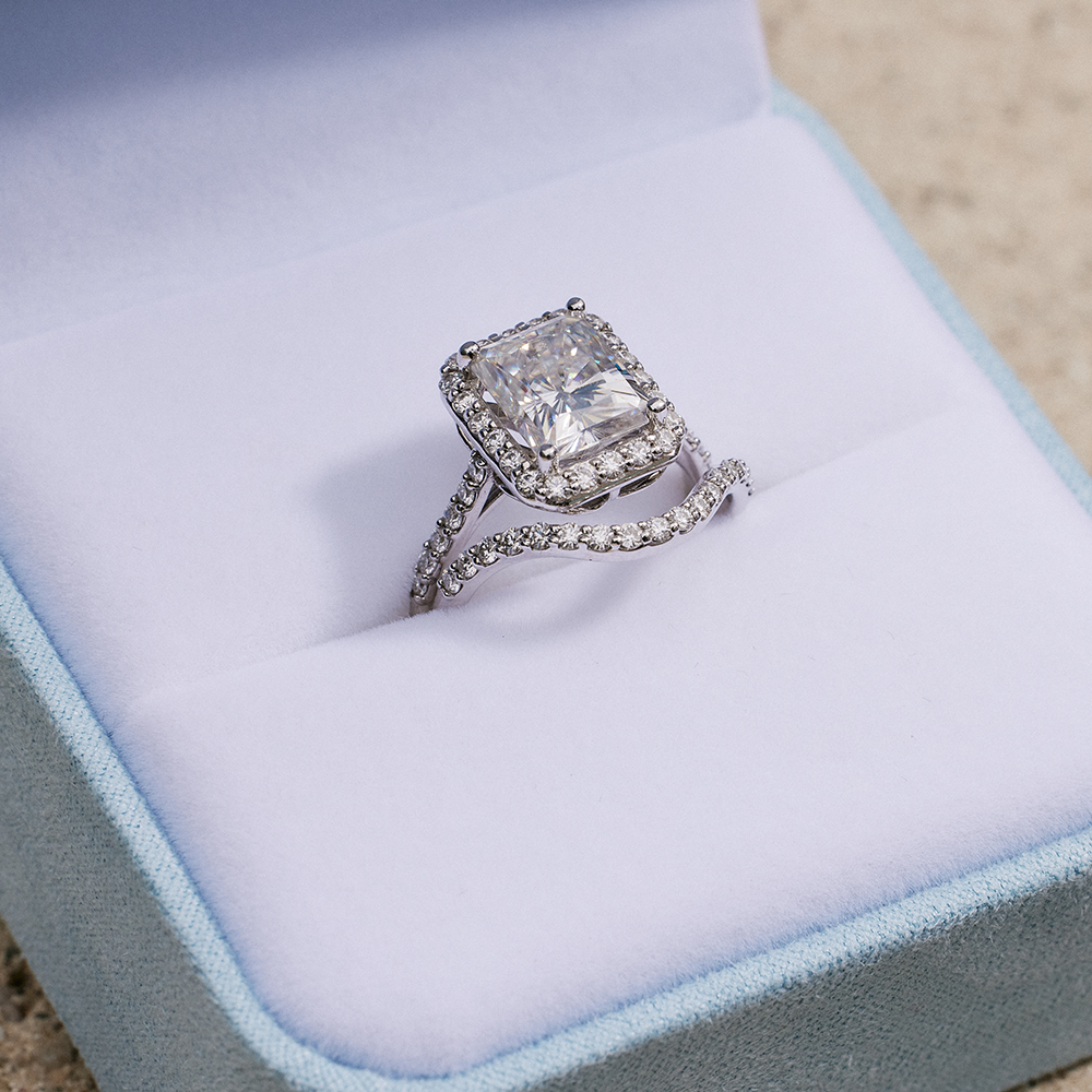 moissanite ring in box