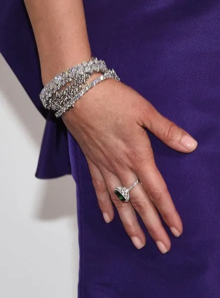 Actress Reese Witherspoon’s statement tsarovite & diamond ring. Source: Ethan Miller/Getty Images North America