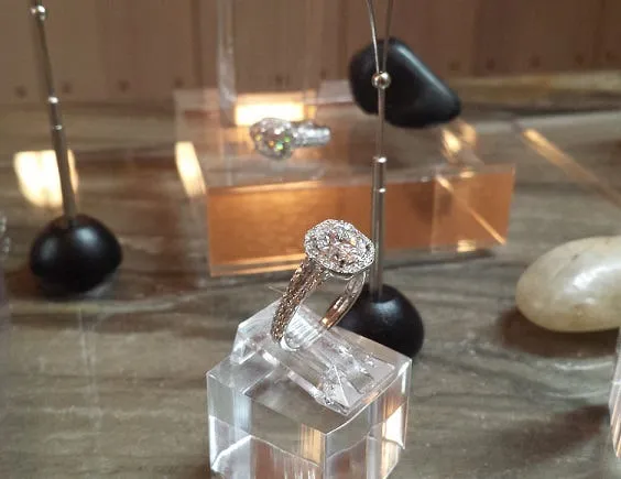 One of the lovely halo rings from Venazia™ Haute-Couture on display