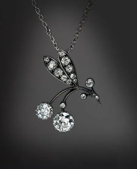 Art Nouveau Antique Diamond “Berry Branch” Pendant Necklace, dated 1900-1909, RomanovRussiacom on Etsy, $9,850