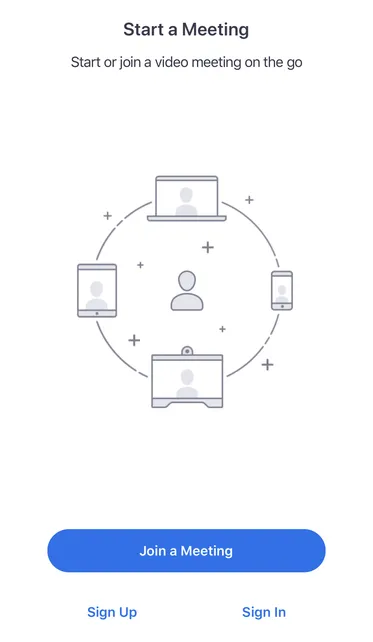 screenshot of how to start a meeting on mobile