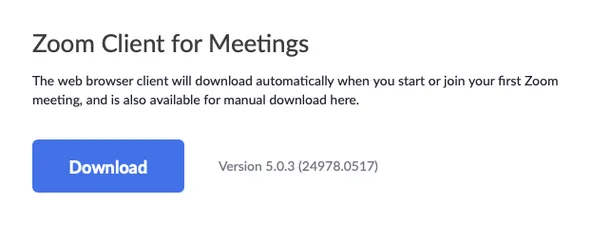 screenshot of downloading zoom