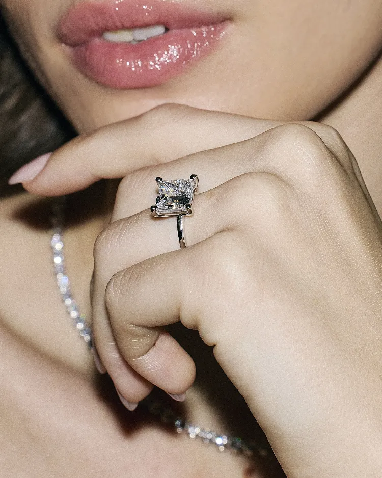 woman wearing engagement ring