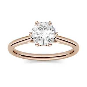 2.70 CTW DEW Round Forever One Moissanite Six Prong Solitaire Engagement Ring in 14K Rose Gold image, 