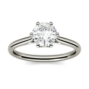 2.70 CTW DEW Round Forever One Moissanite Six Prong Solitaire Engagement Ring in 14K White Gold image, 