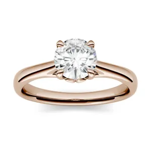 1.00 CTW DEW Round Forever One Moissanite Four Prong Solitaire Engagement Ring in 14K Rose Gold image, 