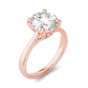 2.70 CTW DEW Round Forever One Moissanite Four Prong Solitaire Engagement Ring in 14K Rose Gold image, 
