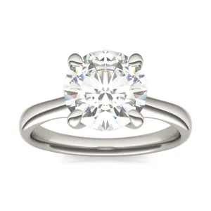 2.70 CTW DEW Round Forever One Moissanite Four Prong Solitaire Engagement Ring in 14K White Gold image, 