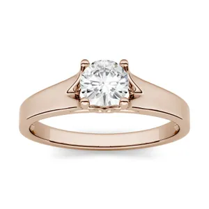 1.00 CTW DEW Round Forever One Moissanite Solitaire Peg Ring in 14K Rose Gold image, 