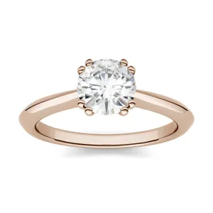1.00 CTW DEW Round Forever One Moissanite Double Prong Solitaire Engagement Ring in 14K Rose Gold image, 