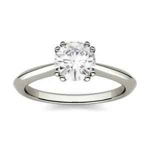 1.00 CTW DEW Round Forever One Moissanite Double Prong Solitaire Engagement Ring in 14K White Gold image, 