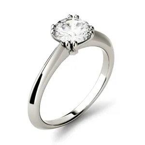 1.00 CTW DEW Round Forever One Moissanite Double Prong Solitaire Engagement Ring in 14K White Gold image, 