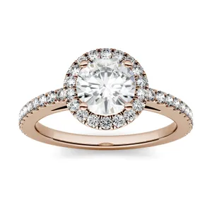 1.40 CTW DEW Round Forever One Moissanite Halo Engagement Ring in 14K Rose Gold image, 