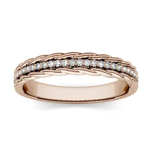 0.14 CTW DEW Round Forever One Moissanite Textured Stackable Band in 14K Rose Gold image, 
