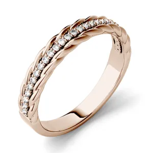0.14 CTW DEW Round Forever One Moissanite Textured Stackable Band in 14K Rose Gold image, 