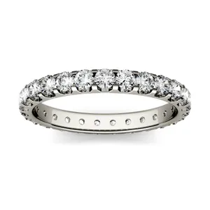 0.96 CTW DEW Round Forever One Moissanite Eternity Band in 14K White Gold image, 