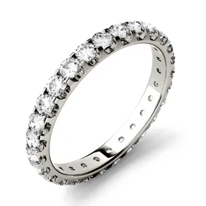 0.96 CTW DEW Round Forever One Moissanite Eternity Band in 14K White Gold image, 