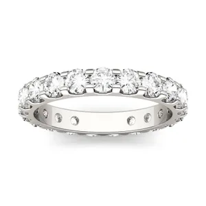 1.90 CTW DEW Round Forever One Moissanite Eternity Band in 14K White Gold image, 