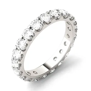 1.90 CTW DEW Round Forever One Moissanite Eternity Band in 14K White Gold image, 