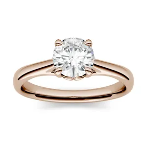 2.73 CTW DEW Round Forever One Moissanite Solitaire Engagement Ring in 14K Rose Gold image, 