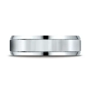 Satin Finish Center with Smooth Beveled Edges 6.0mm Ring in 14K White Gold image, 