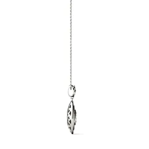 1.70 CTW DEW Oval Forever One Moissanite Oval with Scroll Detail Necklace in 14K White Gold image, 