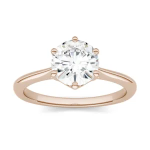 1.50 CTW DEW Round Forever One Moissanite Six Prong Solitaire Trellis Engagement Ring in 14K Rose Gold image, 