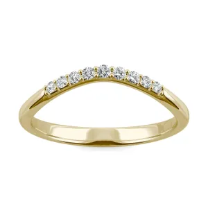 0.10 CTW DEW Round Forever One Moissanite Curved Petite Accent Wedding Ring in 14K Yellow Gold image, 