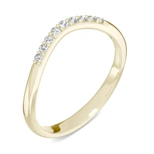 0.10 CTW DEW Round Forever One Moissanite Curved Petite Accent Wedding Ring in 14K Yellow Gold image, 