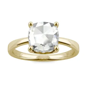 1.46 CTW DEW Cushion Forever One Moissanite Solitaire with Hidden Accents Ring in 14K Yellow Gold image, 