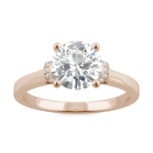 1.69 CTW DEW Round Forever One Moissanite Hidden Solitaire with Side Accents Ring in 14K Rose Gold image, 