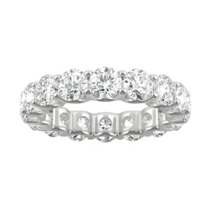 5.28 CTW DEW Round Forever One Moissanite Eternity Band in 14K White Gold image, 