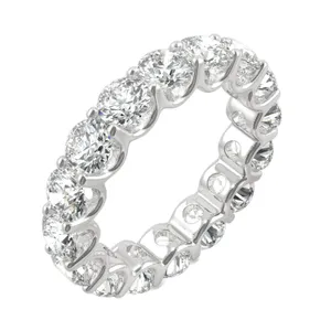5.28 CTW DEW Round Forever One Moissanite Eternity Band in 14K White Gold image, 
