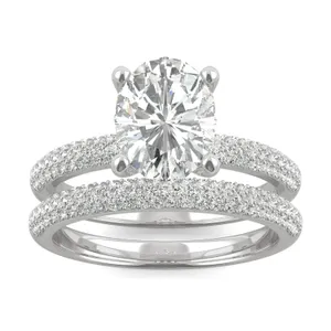 2.84 CTW DEW Oval Forever One Moissanite Micro Pave Ring in 14K White Gold image, 