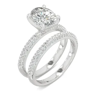 2.84 CTW DEW Oval Forever One Moissanite Micro Pave Ring in 14K White Gold image, 