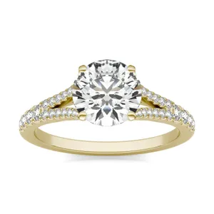1 7/8 CTW Round Caydia Lab Grown Diamond Split Shank Hidden Halo Ring 14K Yellow Gold image, 