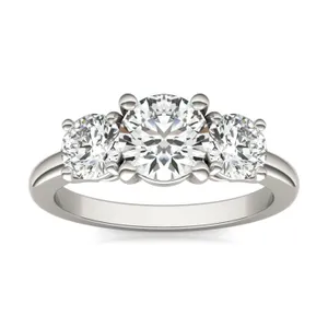 2 CTW Round Caydia Lab Grown Diamond Classic Three Stone Engagement Ring in 14K White Gold image, 