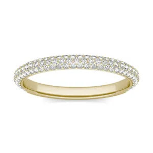 1/2 CTW Round Caydia Lab Grown Diamond Three Row Pave Band 18K Yellow Gold image, 