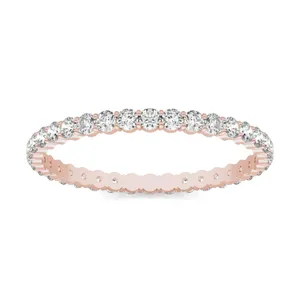 1/2 CTW Round Caydia Lab Grown Diamond Scallop Edge Eternity Band 18K Rose Gold image, 