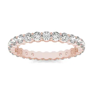 1 1/3 CTW Round Caydia Lab Grown Diamond Scallop Edge Eternity Band Ring 18K Rose Gold image, 