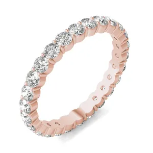 1 1/3 CTW Round Caydia Lab Grown Diamond Scallop Edge Eternity Band Ring 18K Rose Gold image, 