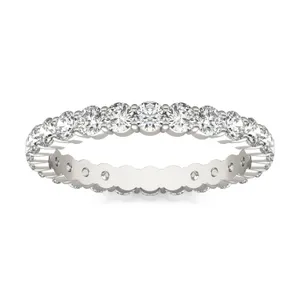 1 1/3 CTW Round Caydia Lab Grown Diamond Scallop Edge Eternity Band Ring 18K White Gold image, 