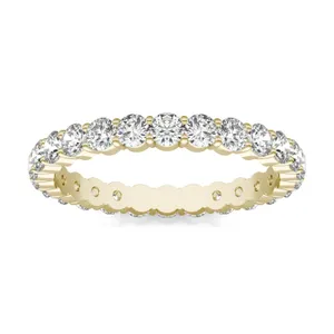 7/8 CTW Round Caydia Lab Grown Diamond Scallop Edge Eternity Band Ring 18K Yellow Gold image, 