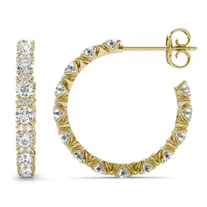 1 7/8 CTW Round Caydia Lab Grown Diamond Accented Hoop Earrings 14K Yellow Gold image, 