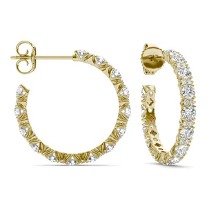 1 7/8 CTW Round Caydia Lab Grown Diamond Accented Hoop Earrings 14K Yellow Gold image, 