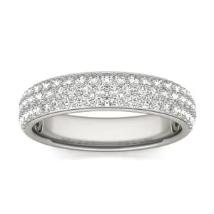 1 CTW Round Caydia Lab Grown Diamond Three Row Pave Anniversary Band 18K White Gold image, 
