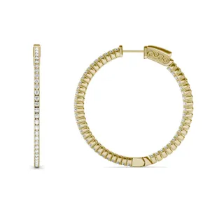 1 CTW Round Caydia Lab Grown Diamond Inside Out Earrings 14K Yellow Gold image, 