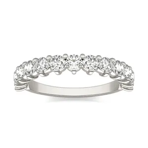 3/4 CTW Round Caydia Lab Grown Diamond Three Prong Stackable Band Ring 18K White Gold image, 