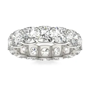 8.40 CTW DEW Cushion Forever One Moissanite Trellis Eternity Band in 14K White Gold image, 